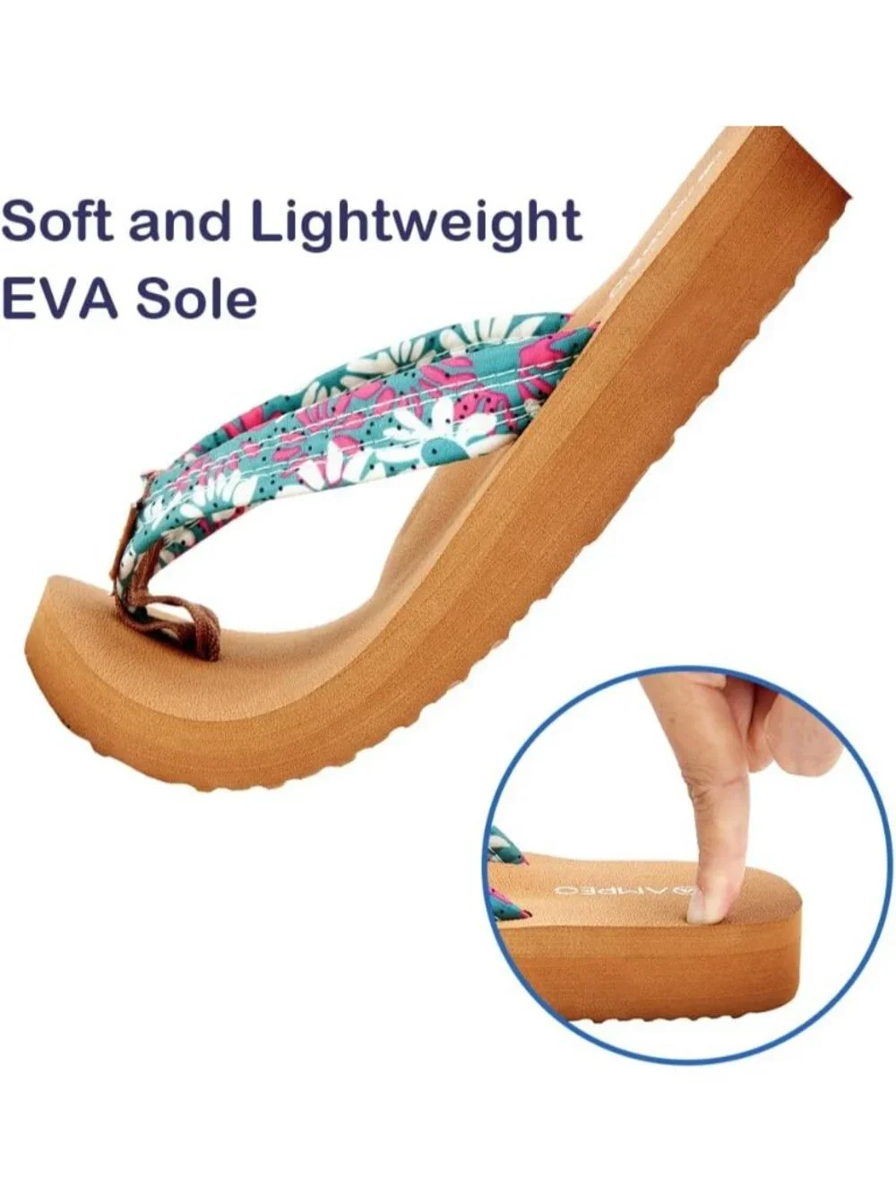 Women's Floral Green Comfortable Flip Flops Summer Casual Beach Thong Sandals